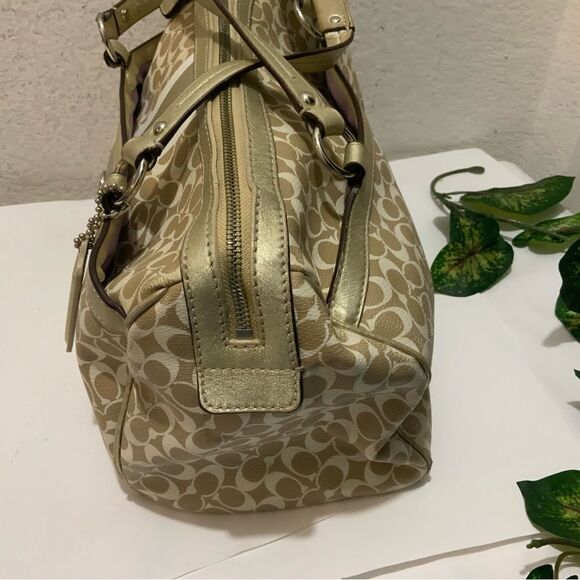 COACH Chelsea Heritage Satchel M1094-F15132 Metallic Tan/Gold, Lavender Lining - Picture 6 of 15